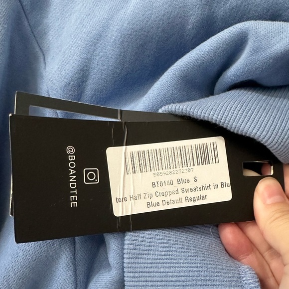 Oh Polly Restore Half Zip Cropped Sweatshirt in Blue NWT - Picture 4 of 4